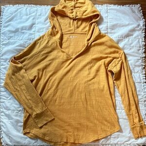 LOFT Mustard Hooded Pullover
